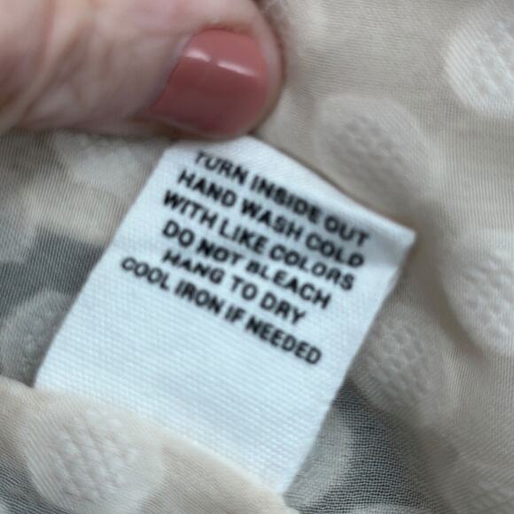 August‎ Sky Cream Polka Dot Long Sleeve Ruffled Tie-Neck Blouse Victorian Medium - Picture 5 of 7